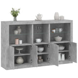 Sideboard with LED Lights Concrete Grey 162x37x100 cm 3209145