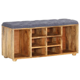 Hall Bench Natural wood, Grey Solid mango wood, 100% polyester fabric 285891