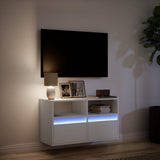 TV Wall Cabinet with LED Lights White 80x31x45 cm 852327