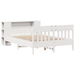 ZNTS Bookcase Bed without Mattress White 135x190 cm Double Solid Wood Pine 3323192