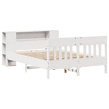 ZNTS Bookcase Bed without Mattress White 135x190 cm Double Solid Wood Pine 3323192