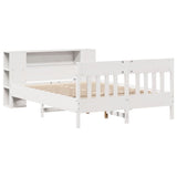 Bookcase Bed without Mattress White 135x190 cm Double Solid Wood Pine 3323192
