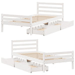 ZNTS Bed Frame without Mattress White 90x200 cm Solid Wood Pine 3301605