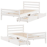 ZNTS Bed Frame without Mattress White 90x200 cm Solid Wood Pine 3301605