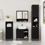 ZNTS 2 Piece Bathroom Furniture Set Black Engineered Wood 3300935
