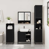 ZNTS 2 Piece Bathroom Furniture Set Black Engineered Wood 3300935