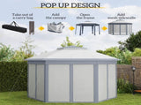 3 x 4m Metal Frame Hexagon Gazebo, with Curtains - Grey T3398P315437