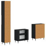 3 Piece Bathroom Cabinet Set HAARLEM Black Engineered Wood 3417451