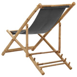 Deck Chair Dark Grey Bamboo and Canvas Standard 313018