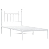 Metal Bed Frame without Mattress with Headboard White 80x200cm 353577