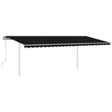 Manual Retractable Awning with Posts 6x3.5 m Anthracite 3070079