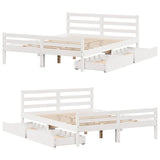 ZNTS Bed Frame without Mattress White 140x200 cm Solid Wood Pine 3301611