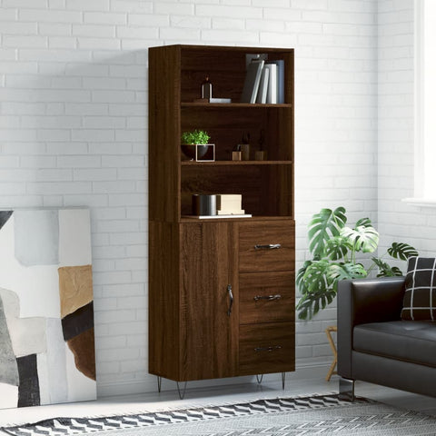 Highboard Brown Oak 69.5x34x180 cm Engineered Wood 3189444