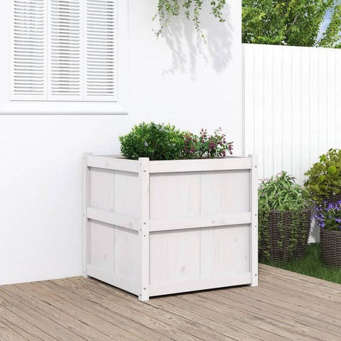 Garden Planter White 70x70x70 cm Solid Wood Pine 837435