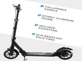 Adult Teens Kick Scooter Foldable Height Adjustable Aluminium Ride On Toy for 14 w/ Rear Wheel & T3398P349438