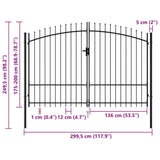 Fence Gate "Woerden" Double Door with Spike Top 299,5x249,5 cm 145738
