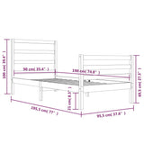 Bed Frame without Mattress White Solid Wood Pine 90x190 cm Single Single 3104972