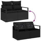 Garden Sofa with Cushion Black 120 x 62 x 69cm Poly Rattan 42006771