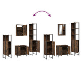 4 Piece Bathroom Furniture Set Smoked Oak Engineered Wood 3214832