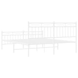 Metal Bed Frame without Mattress with Footboard White 150x200cm 373760