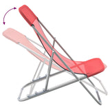 Folding Beach Chairs 2 pcs Red Textilene&Powder-coated Steel 360189