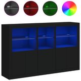 Sideboard Black Engineered wood, Glass Large Sideboard 3209143