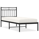 Metal Bed Frame without Mattress with Headboard Black 80x200cm 373682