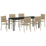Garden Dining Set with Cushion 7 pcs Beige Poly Rattan 3379721