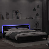 ZNTS Bed Frame with LED without Mattress Black 180x200 cm Super King 3207526