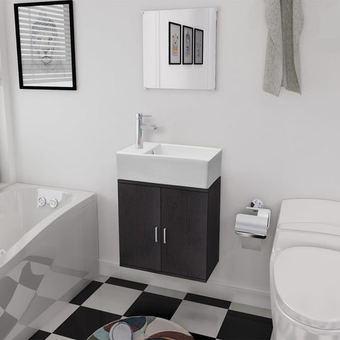 ZNTS Three Piece Bathroom Furniture and Basin Set Black 272227