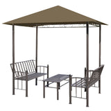 Garden Pavilion with Table and Benches 2.5x1.5x2.4 m Taupe 180 g/m 312222