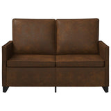 2 Seater Sofa Brown 130 x 81 x 82 cm Faux Suede Fabric 42040991