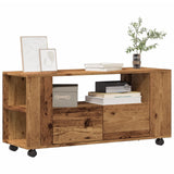 TV Cabinet with Wheels Old Wood 102x34.5x43 cm Engineered Wood 855990