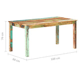 285931 Dining Table Solid Reclaimed Wood 160x80x76 cm