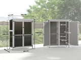 Outdoor Storage Cabinet with Removable Shelves, Garden Tool Shed with Asphalt Roof, White and Black T3398P552494