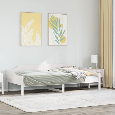 ZNTS Bed Frame without Mattress White 90x200 cm Solid Wood Pine 850915