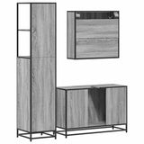 ZNTS 3 Piece Bathroom Furniture Set Grey Sonoma Engineered Wood 3301133