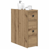 Narrow Bathroom Cupboard with Wheels Artisian Oak Engineered Wood 855294