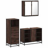 3 Piece Bathroom Furniture Set Brown Oak Engineered Wood 3301034