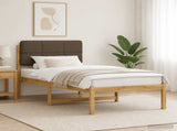 Bed Frame with Upholstered Headboard Whitewash and Taupe 904441