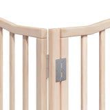 Dog Gate with Door Foldable 8 Panels 640 cm Poplar Wood 3155614