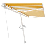 Manual Retractable Awning with LED 400x350 cm Yellow and White 3069623