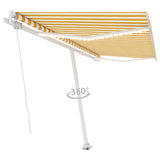 Manual Retractable Awning with LED 400x350 cm Yellow and White 3069623