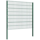 Fence Panel with Posts Iron 176.5x160 cm Green 144935