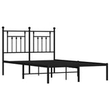 Metal Bed Frame without Mattress with Headboard Black 135x190cm 353536