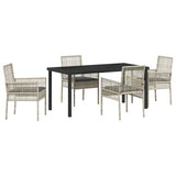 Garden Dining Set with Cushion 5 pcs Light Grey Poly Rattan 3379901