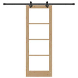 Sliding Door Natural 78 x 211 cm Solid Pine Wood and Glass 3332301