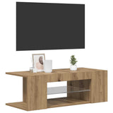 TV Cabinet with LED Lights Artisan Oak 90x39x30 cm Engineered Wood 856326