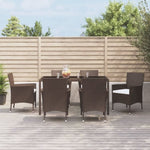 7 Piece Garden Dining Set with Cushions Brown Poly Rattan 3187445