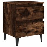 813129 Bed Cabinets with Metal Legs 2 pcs Smoked Oak 40x35x50 cm